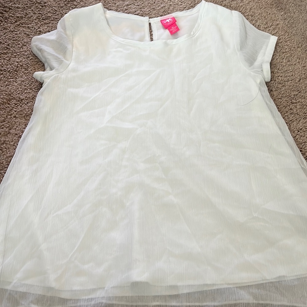 Girls White top with chiffon overlay